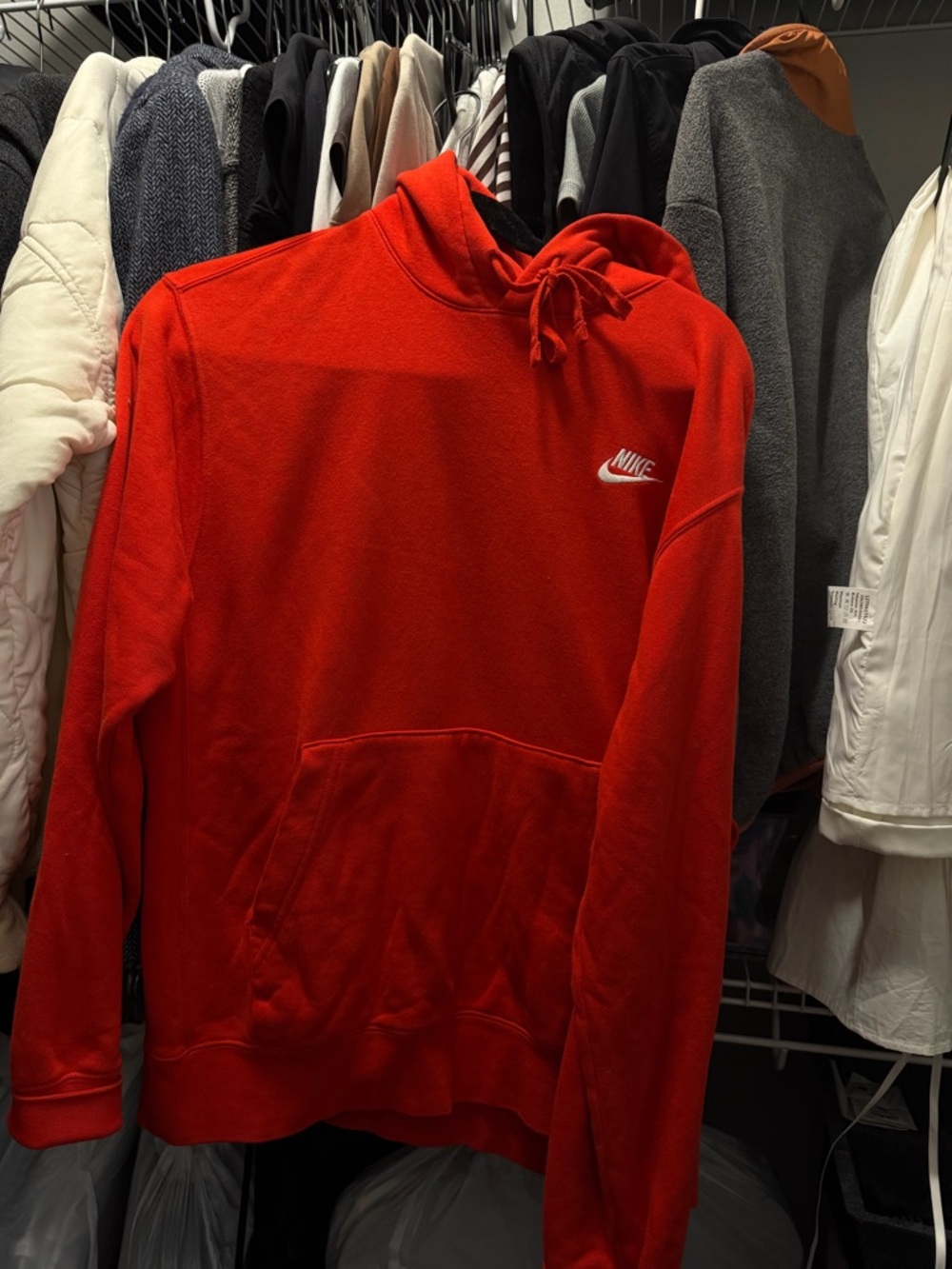 Nike Bright Red Hooded Sweatshirt with White Swoosh